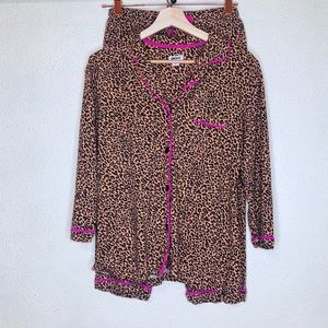 DKNY Leopard Print Cropped Pajama Set